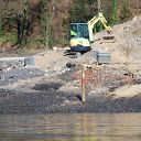 Falkensteiner Ufer, excavator, stone