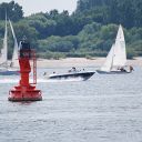Elbe, sailboat, motor boat, buoy