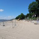 beach, Falkensteiner Ufer, site fence, shipwreck