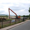 Falkensteiner Ufer, excavator, water basin, fence
