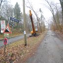 Falkensteiner Weg, Siebenweg, forest, excavator, traffic sign, place-name sign