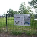 fence, lawn, water basin, placard